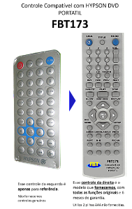 Controle Remoto Compatível Para Hypson Dvd Portatil Fbt173