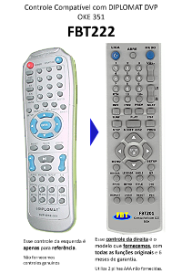 Controle Remoto Compatível Para Diplomat Dvp Oke 351 Fbt222