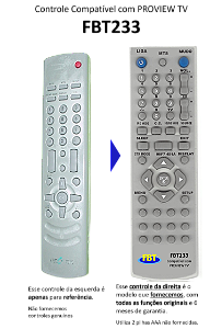 Controle Remoto Compatível Para Proview Tv Fbt233