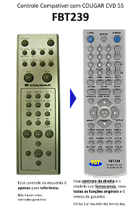 Controle Remoto Compatível Para Cougar Cvd 55 Dvd Fbt239