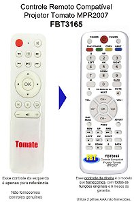 Controle Remoto Compatível Projetor Tomate MPR2007 FBT3165