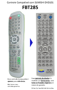 Controle Remoto Compatível Para Sumishi Dvd101 Fbt285