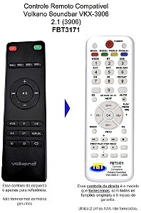 Controle Remoto Compatível Volkano Soundbar VKX-3906 2.1 (3906) FBT3171
