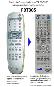 Controle Remoto Compatível Para Cce Dvd800 Hdv144 Hsm Fbt305