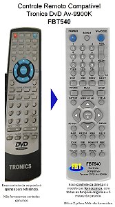 Controle Remoto Compatível Tronics DvD Av-9900K FBT540