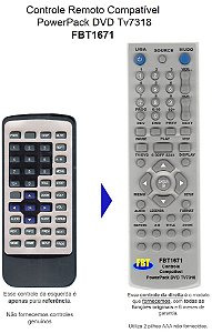 Controle Remoto Compatível PowerPack DVD Tv7318 FBT1671
