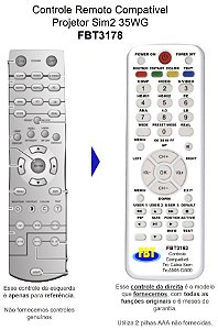 Controle Remoto Compatível Projetor Sim2 35WG FBT3178