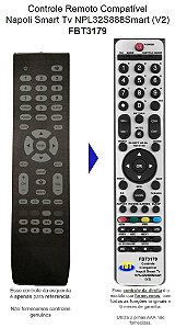 Controle Remoto Compatível Napoli Smart Tv NPL-32S888Smart(V2) FBT3179