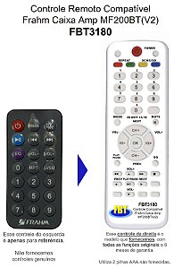 Controle Remoto Compatível Frahm Caixa Amp MF200BT(V2) FBT3180