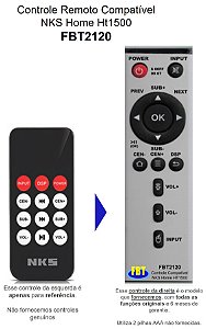 Controle Remoto Compatível NKS Home Ht1500 FBT2120