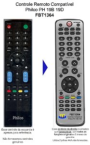 Controle Remoto Compatível Philco PH 19B 19D FBT1364