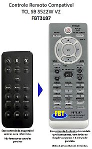 Controle Remoto Compatível TCL Soundbar S522W V2 FBT3187