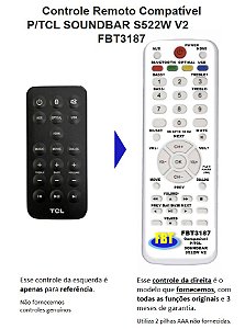Controle Remoto Compatível TCL Soundbar S522W V2 FBT3187