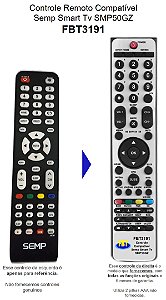 Controle Remoto Compatível Semp Smart Tv SMP50GZ FBT3191