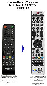 Controle Remoto Compatível North Tech Tv NT-32DTV FBT3192