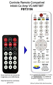 Controle Remoto Compatível Infokit Cx Amp VC-M873BT FBT3196