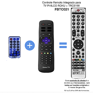 Controle Remoto Integrado para  TV PHILCO ROKU + TRC5198  FBTC021