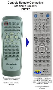Controle Remoto Compatível Gradiente GBD120 FBT77