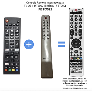 Controle Compatível p/ Home Britânia HT6000 + Smart TV LG - FBTC022