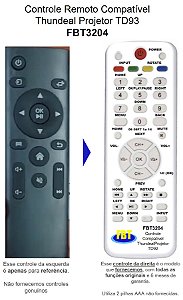 Controle Remoto Compatível Thundeal Projetor TD93 FBT3204