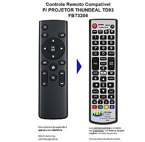 Controle Remoto Compatível Thundeal Projetor TD93 FBT3204