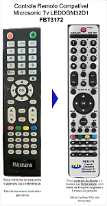Controle Remoto Compatível Genio Smart Tv G-3201D V2 FBT3172