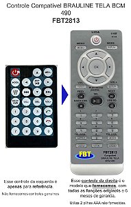 Controle Compatível BRAULINE TELA BCM 490 FBT2813