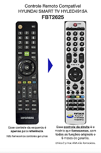 Controle Compatível Hyundai Smart Tv HYLED4915A FBT2625