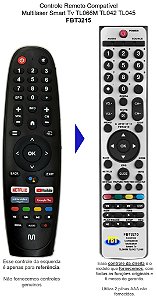 Controle Remoto Compatível Multilaser Smart Tv TL066M TL042 TL045 FBT3215