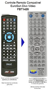 Controle Remoto Compatível EuroSun Divx Video FBT1428