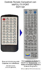 Controle Remoto Compatível com NAPOLI TV PORT FBT1182