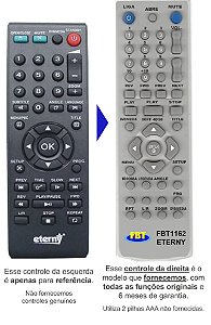 Controle Remoto Compatível com ETERNY FBT1162