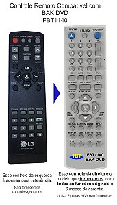 Controle Remoto Compatível com BAK DVD FBT1140