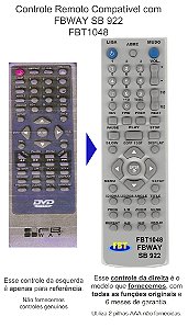 Controle Remoto Compatível com FBWAY SB 922 FBT1048