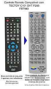 Controle Remoto Compatível com TECTOY C101 DVT F250 FBT940