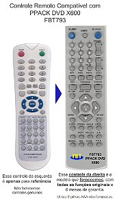Controle Remoto Compatível com PPACK DVD X600 FBT793