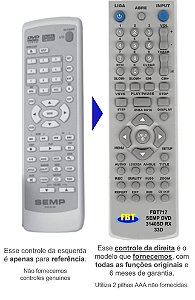 Controle Remoto Compatível com SEMP DVD 3140SD RX 33D FBT717