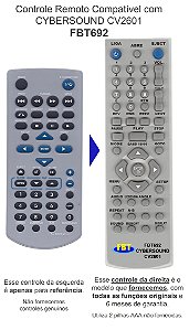 Controle Remoto Compatível com CYBERSOUND CV2601 FBT692