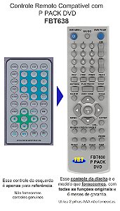 Controle Remoto Compatível com  P PACK DVD FBT638