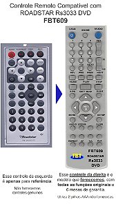 Controle Remoto Compatível com ROADSTAR Rs3033 DVD FBT609