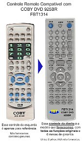 Controle Remoto Compatível com COBY DVD 925BR  FBT1314