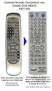 Controle Remoto Compatível com CASIO DVD RE47A  FBT1326