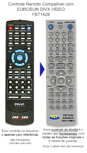 Controle Remoto Compatível com EUROSUN DIVX VIDEO  FBT1428