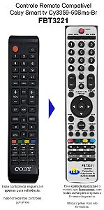 Controle Remoto Compatível Coby Smart tv Cy3359-50Sms-Br FBT3221