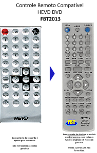 Controle Remoto Compatível HEVD DVD  FBT2013