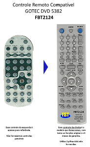 Controle Remoto Compatível GOTEC DVD 5382  FBT2124