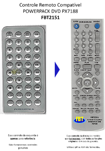 Controle Remoto Compatível POWERPACK DVD PX7188  FBT2151