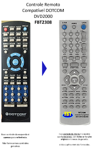 Controle Remoto Compatível DOTCOM DVD2000 FBT2308