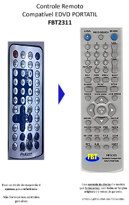 Controle Remoto Compatível EDVD PORTATIL FBT2311