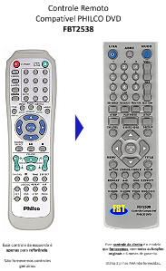 Controle Remoto Compatível PHILCO DVD FBT2538